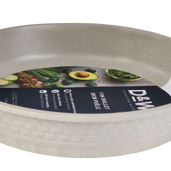 D&W Deane and White Cookware 11in Nonstick Skillet Frying Pan Greige Speckled - Picture 7 of 15